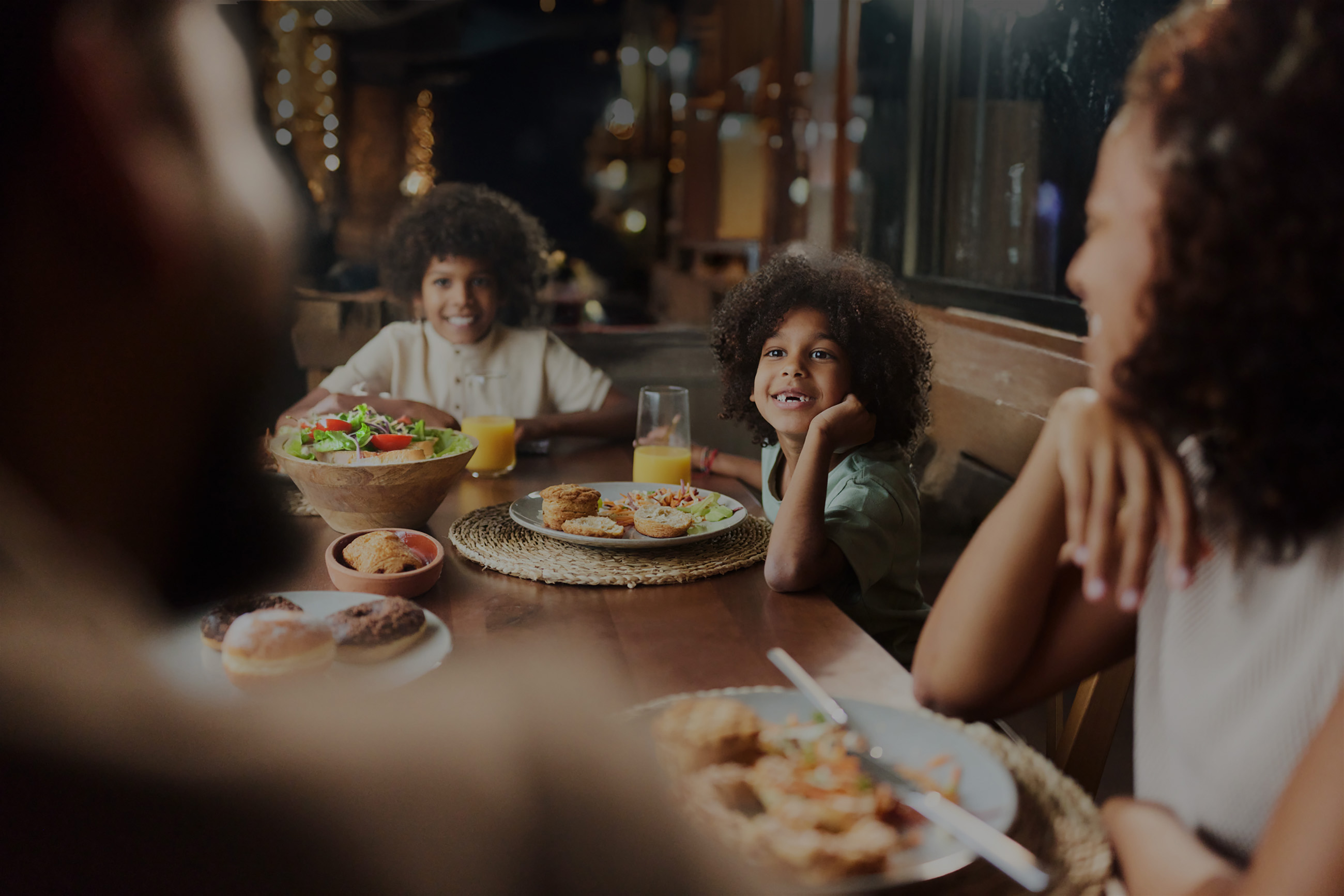 Family dining together